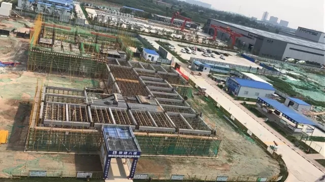 首层预制柱、预制梁全景